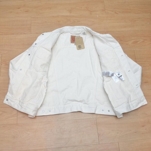 Levi's Women's Denim Ex Boyfriend Trucker Jacket in Beige BNWT XL - Picture 7 of 8